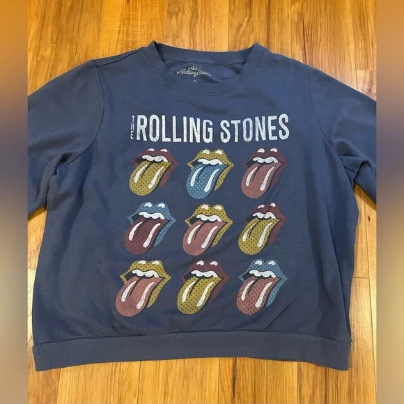 The Rolling Stones Women's Crewneck Sweater - Blue with Multicolor Graphics XL - Picture 7 of 10